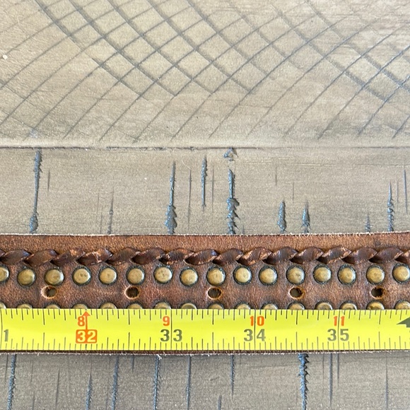 Vintage Leather and Brass Studded Belt - Picture 6 of 6